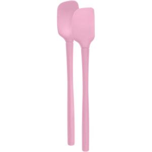 imageTovolo FlexCore AllSilicone Mini Spatula ampamp Spoonula Kitchen Utensil Set of 2 HeatResistant ampamp BPAFree Silicone Spatula ampamp Spoonula Safe for Cast Iron ampamp NonStick Cookware DishwasherSafePink Sorbet
