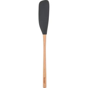 imageTovolo FlexCore LongHandled Silicone Jar Scraper Spatula Wood Handle HeatResistant Silicone Head With Curved Front for Scooping ampamp Scraping DishwasherSafe ampamp BPAFreeCharcoal