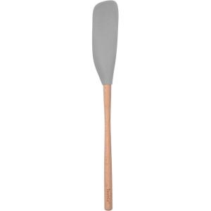 imageTovolo FlexCore LongHandled Silicone Jar Scraper Spatula Wood Handle HeatResistant Silicone Head With Curved Front for Scooping ampamp Scraping DishwasherSafe ampamp BPAFreeOyster Gray