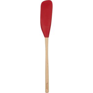 imageTovolo FlexCore LongHandled Silicone Jar Scraper Spatula Wood Handle HeatResistant Silicone Head With Curved Front for Scooping ampamp Scraping DishwasherSafe ampamp BPAFreeCayenne