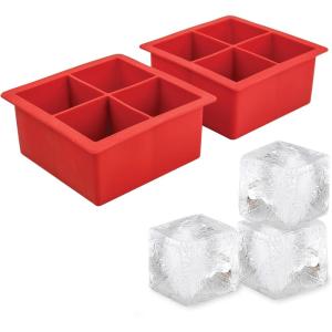 imageTovolo Ice Cube Trays ampamp Sphere Molds Easy Release Silicone 6 Large Cubes ampamp 2 Spheres for Whiskey Cocktails and Beverages Charcoal GrayCube Tray Red
