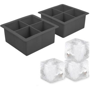 imageTovolo Ice Cube Trays ampamp Sphere Molds Easy Release Silicone 6 Large Cubes ampamp 2 Spheres for Whiskey Cocktails and Beverages Charcoal GrayCube Tray Gray