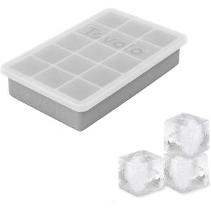 imageTovolo Perfect Cube Ice Mold Trays Sturdy Silicone Fade Resistant 125quot Cubes Assorted Set of 4Oyster Gray
