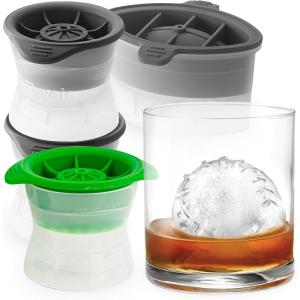 imageTovolo Sports Ice Molds Set of 4  Large Craft Ice Cube Molds for Whiskey Cocktails Football Baseball Basketball Golf Ball Shapes Silicone Ice Maker with Tight Fitting LidsFootball  Baseball  Basketball  Golf