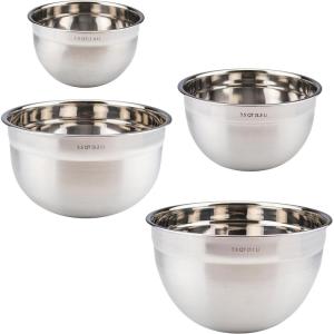 imageTovolo Stainless Steel Mixing Bowls 35 Qt  Metal Nesting Mixing Bowl with Rounded Lip for Easy Pour ampamp Minimal Mess  Large ampamp Small Dishwasher Safe Kitchen Supplies for Prep ampamp CookingSet of 4