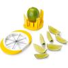 imageTovolo Citrus Slicer ampamp Wedger Tool  Premium Dual Blade Lemon Lime and Orange Cutter Creates 8 Uniform Wedges and 6 Slices Perfect Bar Tool AntiSlip Base Stackable BPAFree Dishwasher SafeLemon  Lime   Orange