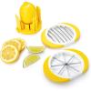 imageTovolo Citrus Slicer ampamp Wedger Tool  Premium Dual Blade Lemon Lime and Orange Cutter Creates 8 Uniform Wedges and 6 Slices Perfect Bar Tool AntiSlip Base Stackable BPAFree Dishwasher SafeLemon  Lime   Orange