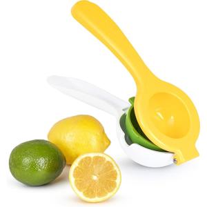imageTovolo Allin1 Citrus Juicer and Zester Set White ampamp Yellow  Manual Juicer with Measuring Cup Dual Reamers BPAFree Dishwasher Safe Compact StorageCitrus Press  Pour