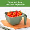 imageTovolo 3 Quart Colander BPA Free Food Safe Plastic Strainer with Handle Heavy Duty Heat Resistant Pasta and Veggies Kitchen Drainer Steam Basket Dishwasher Safe Thyme
