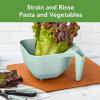 imageTovolo 3 Quart Colander BPA Free Food Safe Plastic Strainer with Handle Heavy Duty Heat Resistant Pasta and Veggies Kitchen Drainer Steam Basket Dishwasher Safe Blue Haze