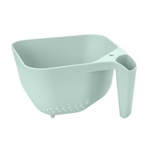 imageTovolo 3 Quart Colander BPA Free Food Safe Plastic Strainer with Handle Heavy Duty Heat Resistant Pasta and Veggies Kitchen Drainer Steam Basket Dishwasher Safe Blue Haze