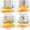 imageTovolo Elements 4Sided Box Grater  Stainless Steel Cheese Shredder with Coarse Medium Fine Slice Sides Comfortable Handle ampamp Stable Base for Kitchen Prep Large Blue HazeCharcoal