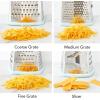 imageTovolo Elements 4Sided Box Grater  Stainless Steel Cheese Shredder with Coarse Medium Fine Slice Sides Comfortable Handle ampamp Stable Base for Kitchen Prep Large Blue HazeBlue Haze