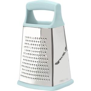 imageTovolo Elements 4Sided Box Grater  Stainless Steel Cheese Shredder with Coarse Medium Fine Slice Sides Comfortable Handle ampamp Stable Base for Kitchen Prep Large Blue HazeBlue Haze