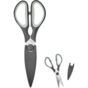 imageTovolo Elements Heavy Duty Kitchen Shears with Sheath for Food Prep Trimming Meat and Vegetables Small Charcoal BlackBlack  Blue Haze