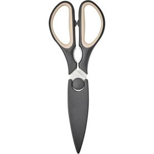 imageTovolo Elements Heavy Duty Kitchen Shears with Sheath for Food Prep Trimming Meat and Vegetables Small Charcoal BlackBlack  Oatmeal