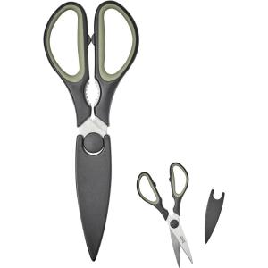 imageTovolo Elements Heavy Duty Kitchen Shears with Sheath for Food Prep Trimming Meat and Vegetables Small Charcoal BlackBlack  Thyme