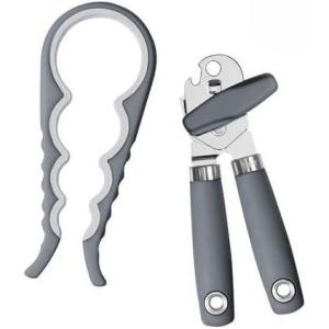 imageTovolo Elements Manual Can and Jar Opener Set  Hand Held Kitchen Gadgets SoftTouch Handles with Comfortable Grip MultiFunctional Tool Builtin Bottle Opener Opens Multiple Jar Sizes Blue HazeCharcoal
