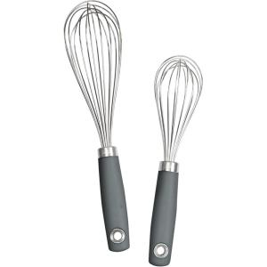 imageTovolo Elements Whisk Set  10 ampamp 12 Inch Stainless Steel Whisk Set for Cooking ampamp Baking Balloon Shape Design Comfortable Handles Hanging Loops for Convenient Storage Dishwasher Safe Blue HazeCharcoal